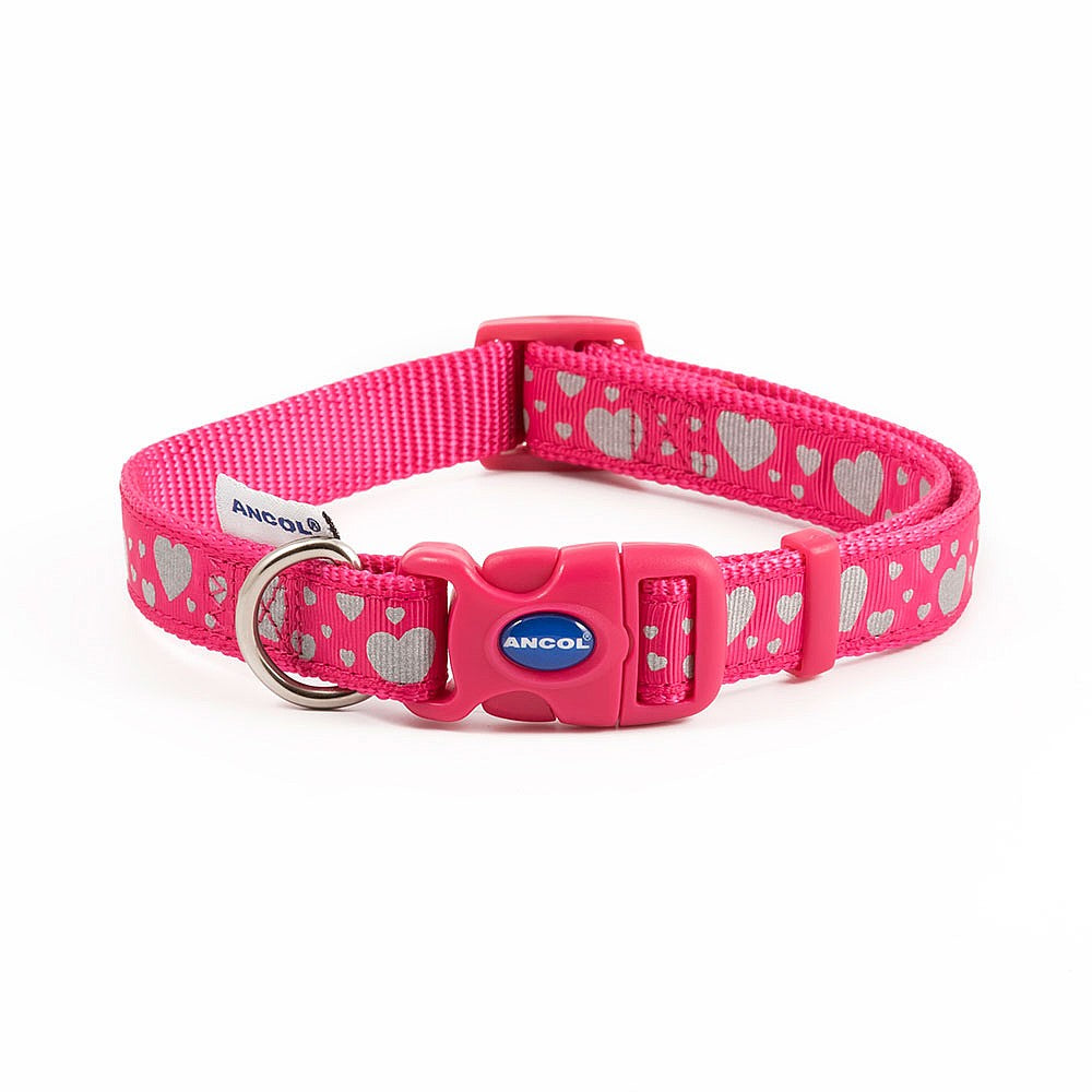 Pink Heart Reflective Collar